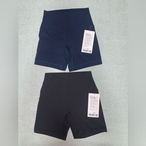 Lululemon NWTlot of 2 Align No Line™ High-Rise Short 6" size 6 Black & True Navy